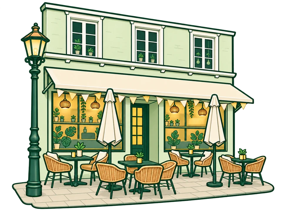 Illustration der Findelkind-Caféfassade in Esslingen